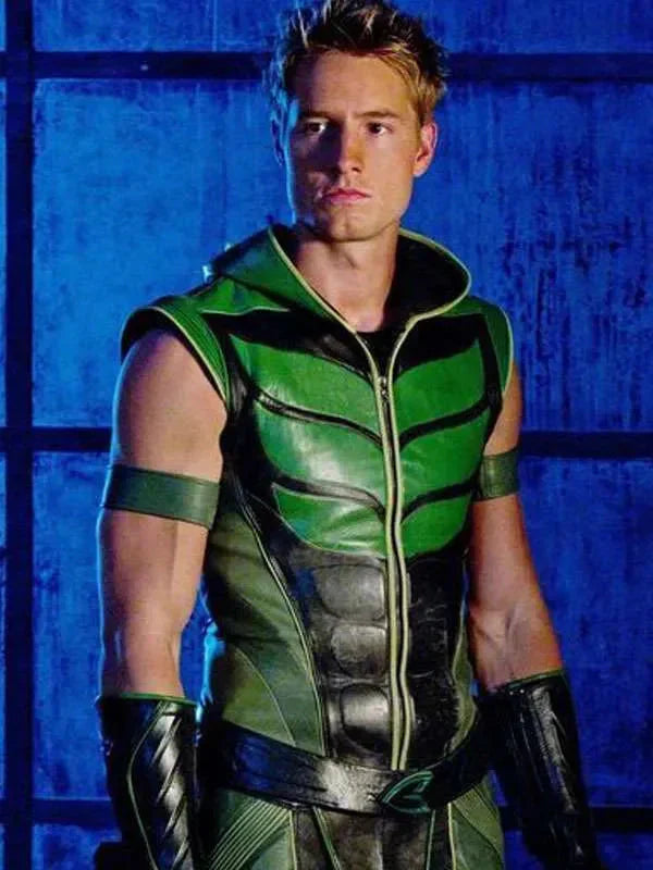 Justin Hartley Smallville Green Leather Vest