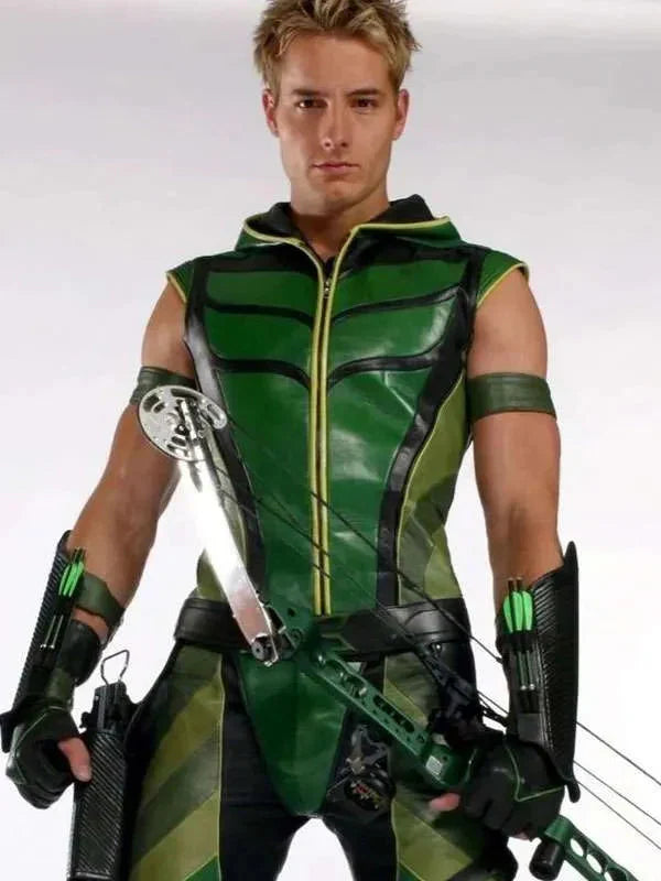 Justin Hartley Smallville Green Leather Vest