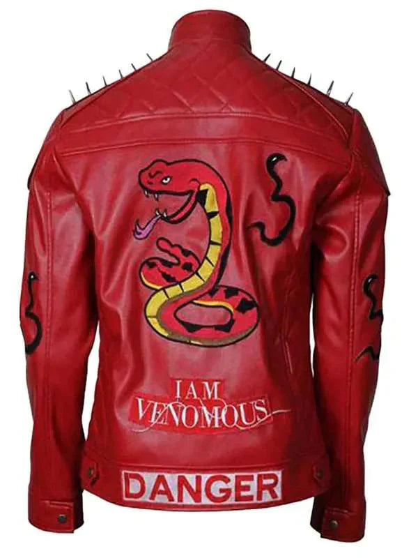 I Am Venomous Snake Red Leather Jacket