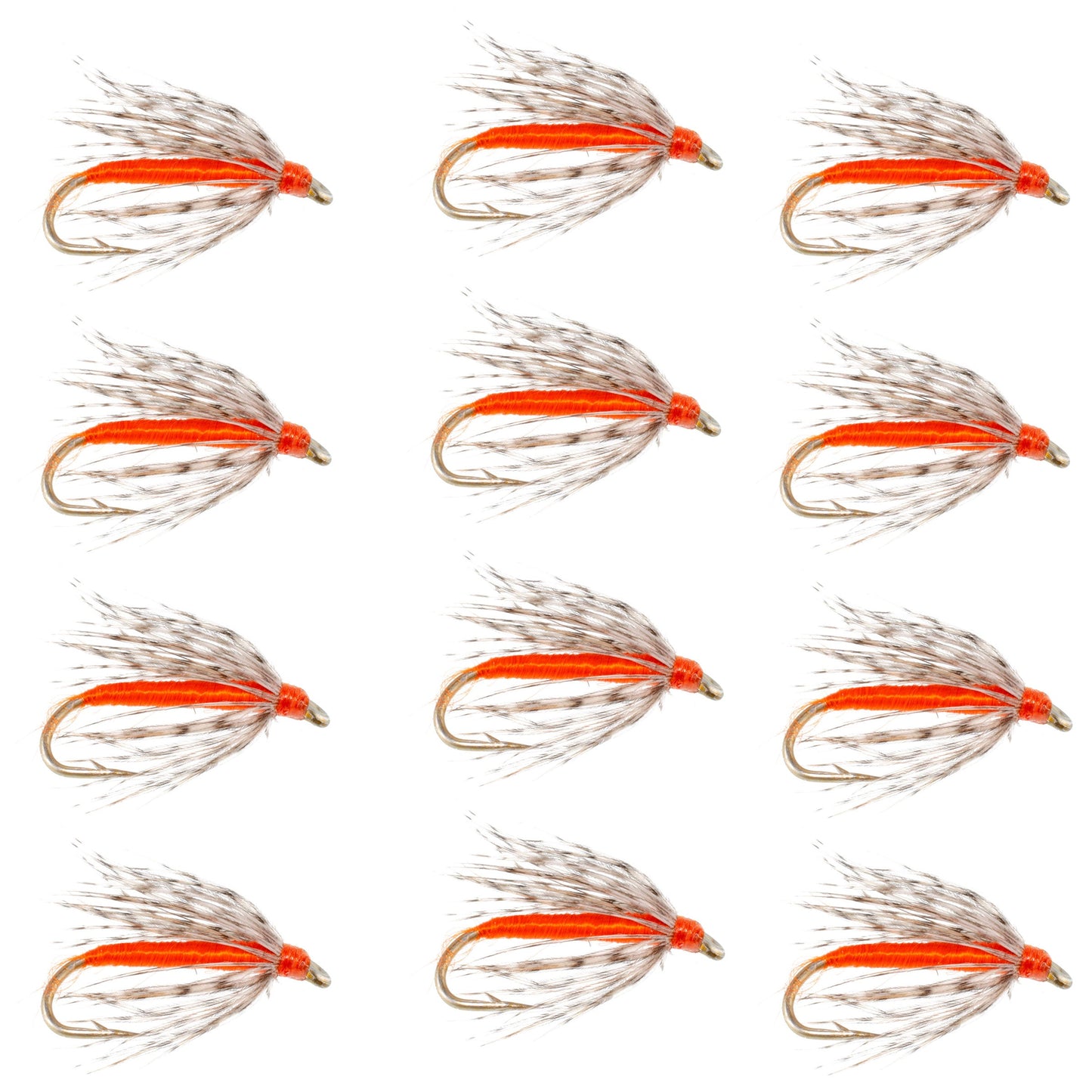 Soft Hackle Partridge and Orange Fly Fishing Wet Flies -1 Dozen Flies Hook Size 16