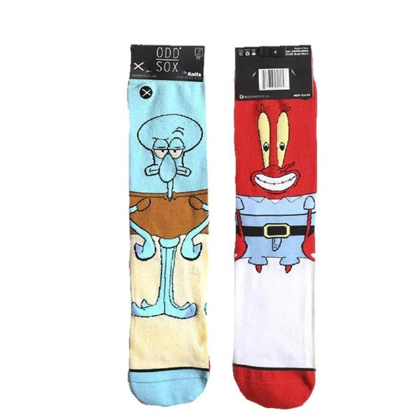 Odd Sox Squidward and Mr. Krabs from Spongebob Squarepants Crew Socks