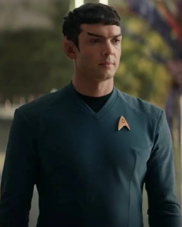 Star Trek Strange New Worlds Ethan Peck Blue Shirt