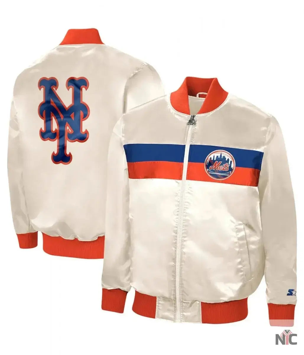 Starter NY Mets White Satin Jacket
