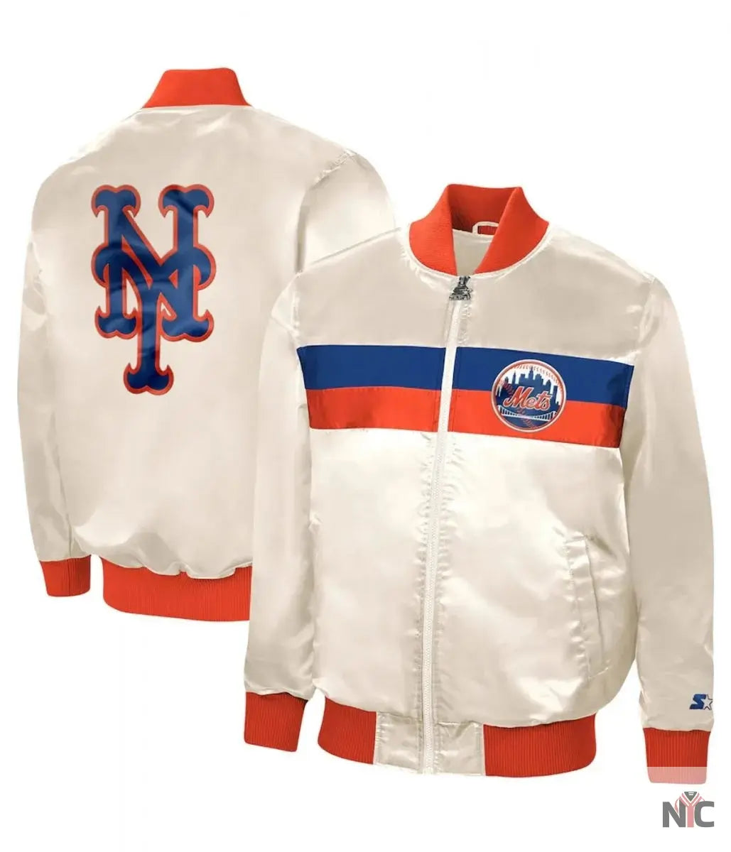 Starter NY Mets White Satin Jacket