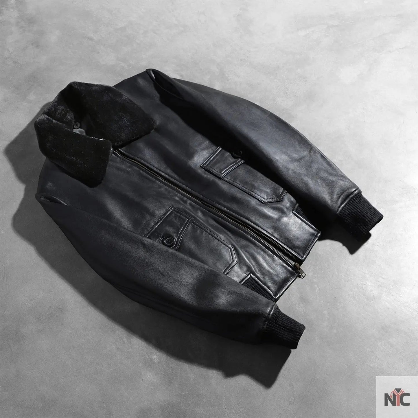 Stella G-1 Black Leather Bomber Jacket
