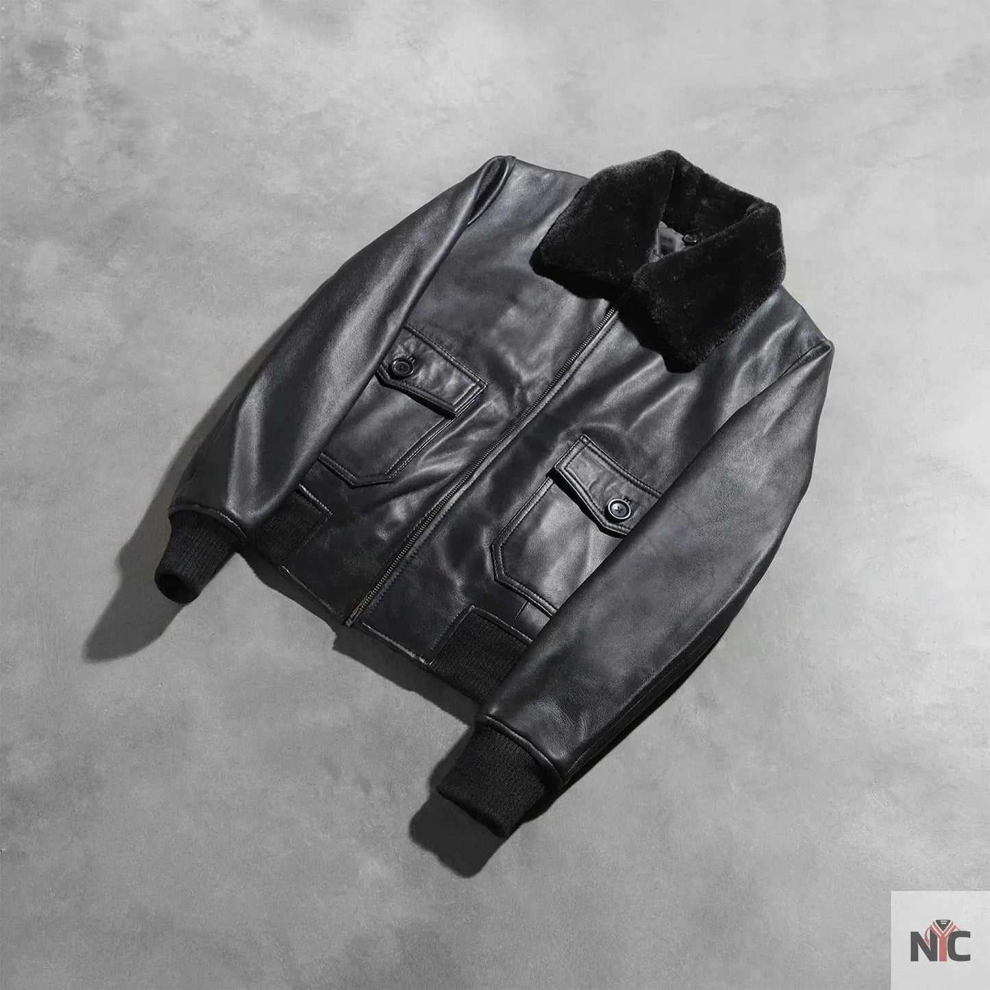 Stella G-1 Black Leather Bomber Jacket