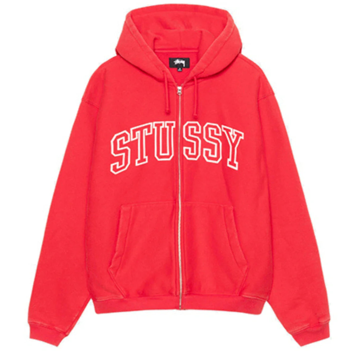 Stussy Unisex Outline Zip Hoodie Red