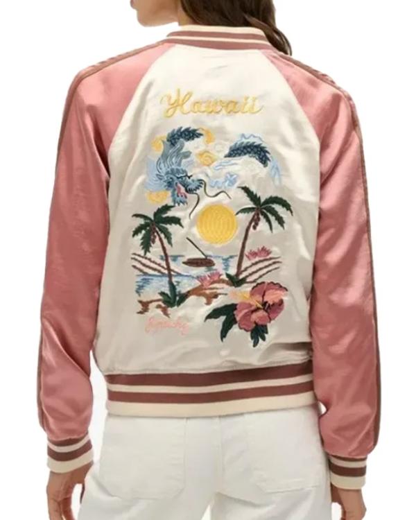 Superdry Suikajan Pink Hawaii Print Bomber Jacket