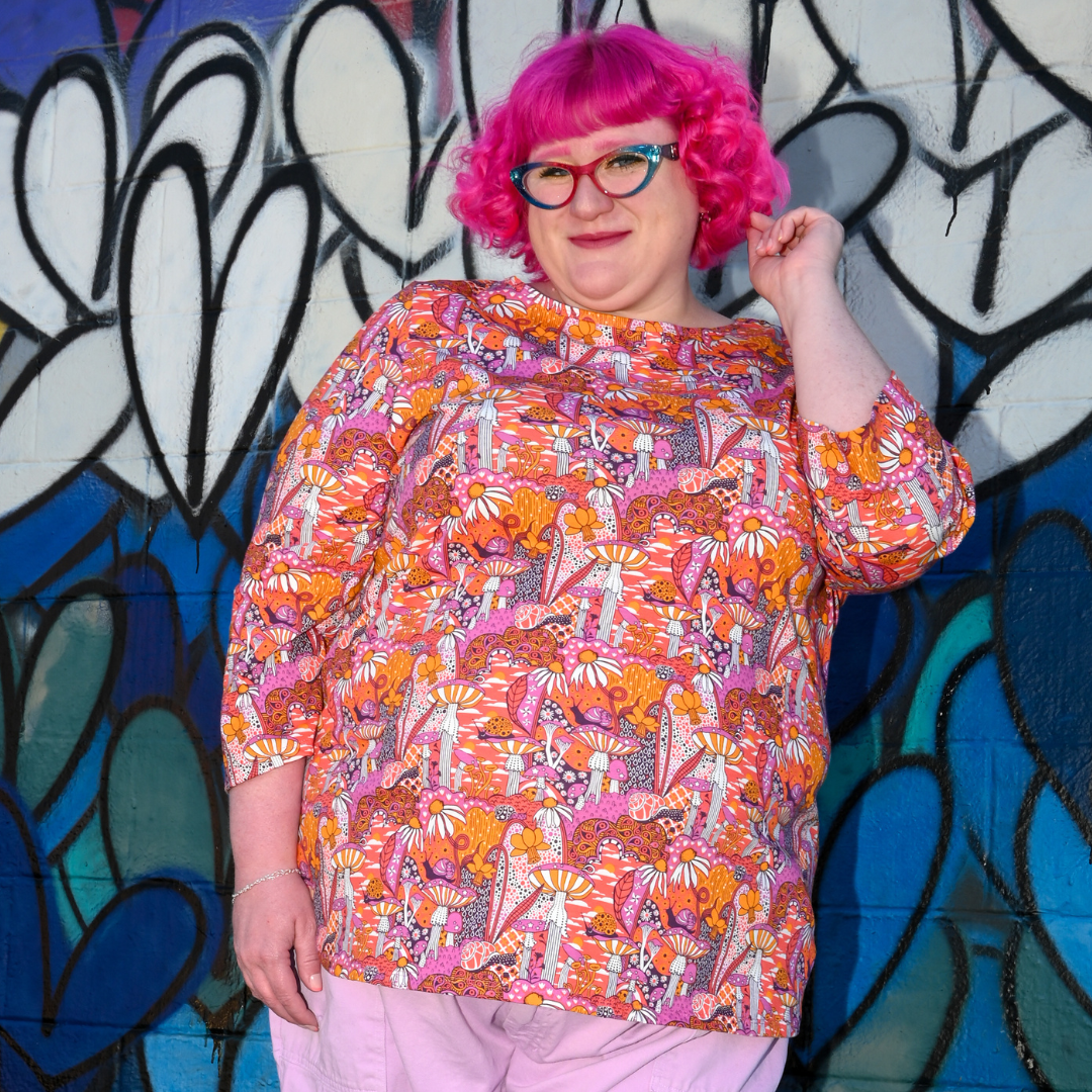 Groovy Mushroom 3/4 Sleeve Tee in Sunset