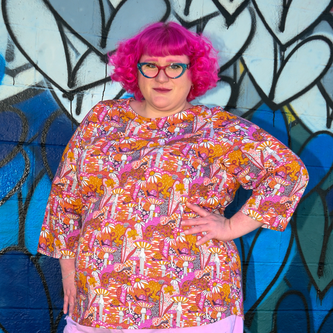 Groovy Mushroom 3/4 Sleeve Tee in Sunset