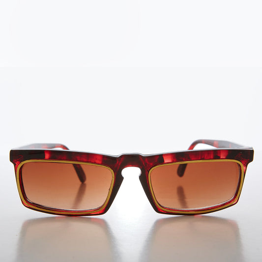 Rectangular 90s Sunglass with Gold Rim - Tandy
