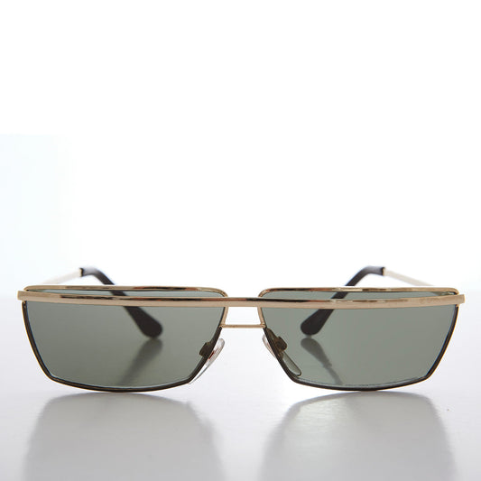 Futuristic Rectangle Gold Brow Sunglasses - Tilly