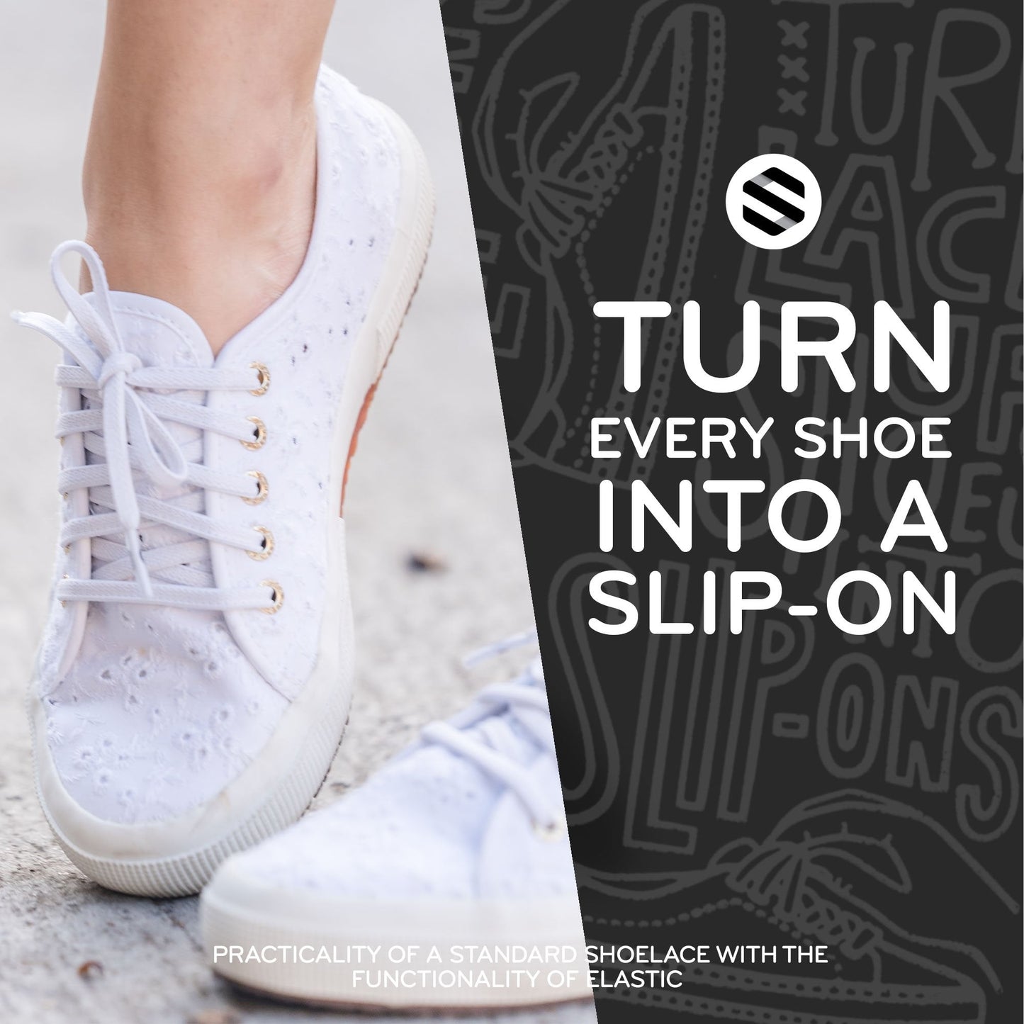 White Flat Elastic Stretch Shoe Laces