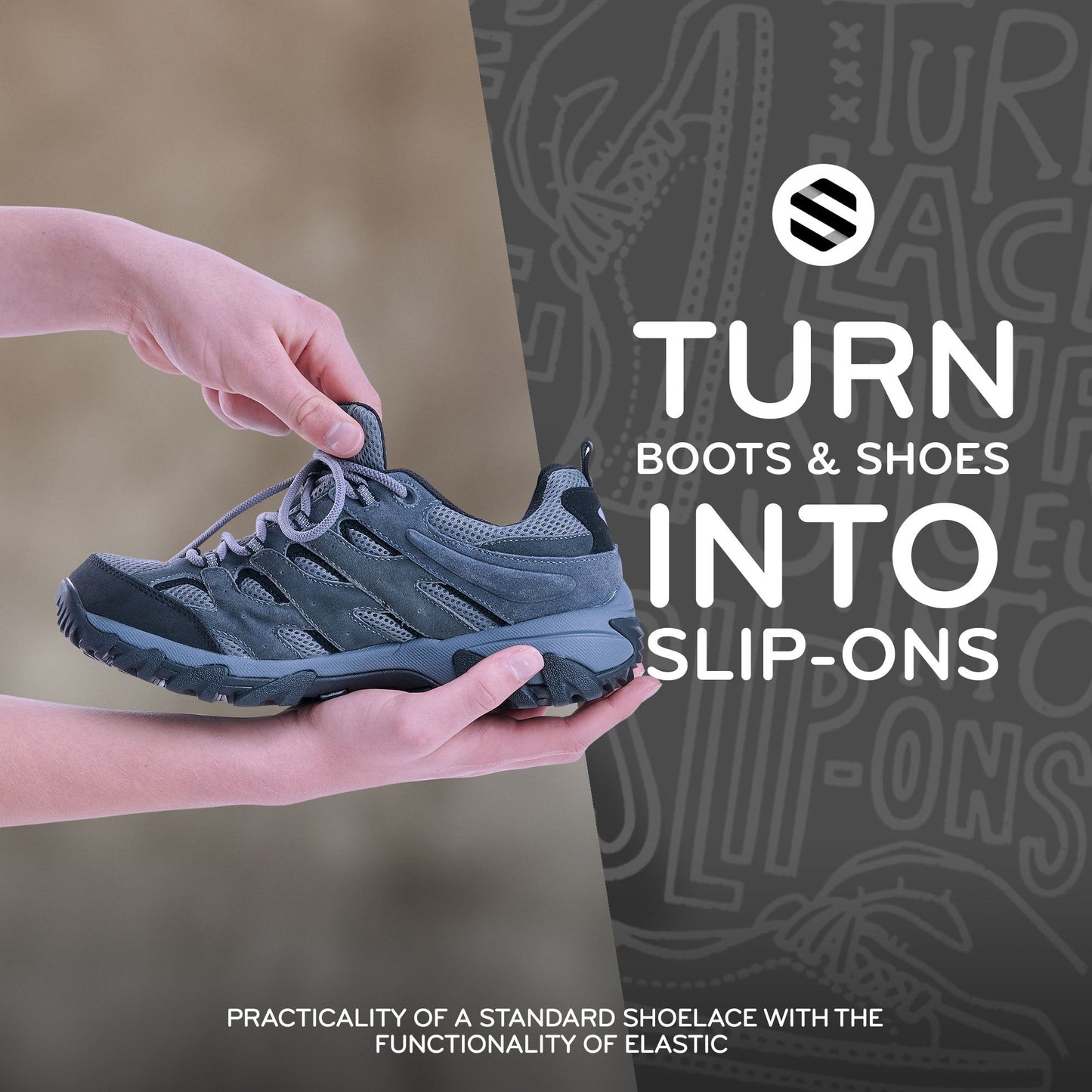 Grey Round Elastic Stretch Shoe Laces