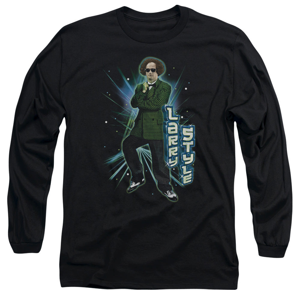 Three Stooges Larry Style Mens Long Sleeve Shirt Black Officially Licensed