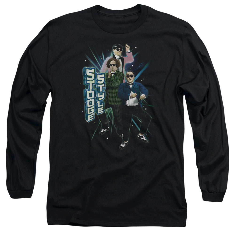 Three Stooges Stooge Style Mens Long Sleeve Shirt Black Officially Licensed