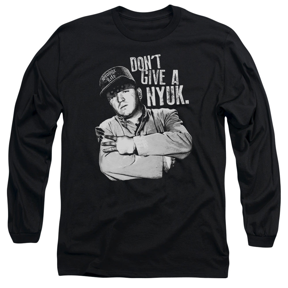 Three Stooges Give A Nyuk Mens Long Sleeve Shirt Black Officially Licensed