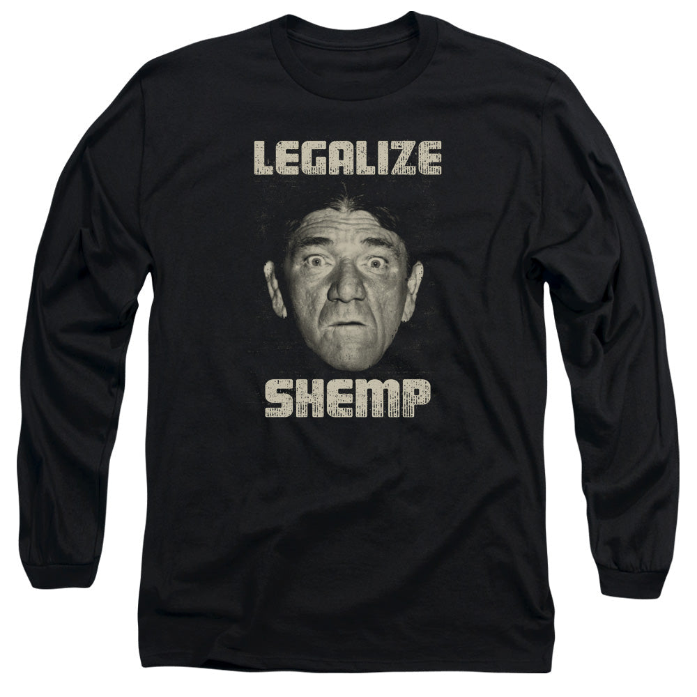 Three Stooges Legalize Shemp Mens Long Sleeve Shirt Black Officially Licensed