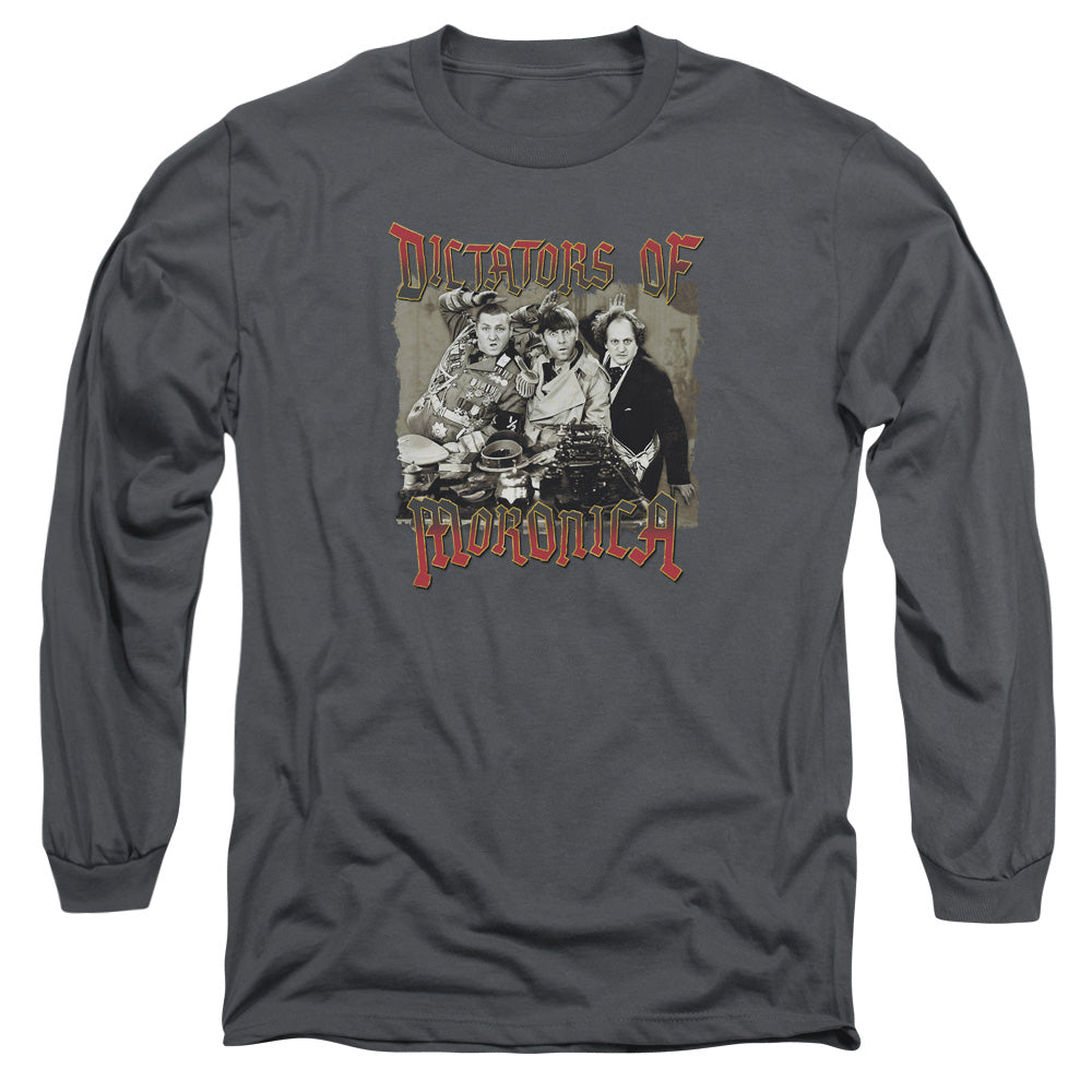 Three Stooges Moronica Mens Long Sleeve Shirt Charcoal Officially Licensed