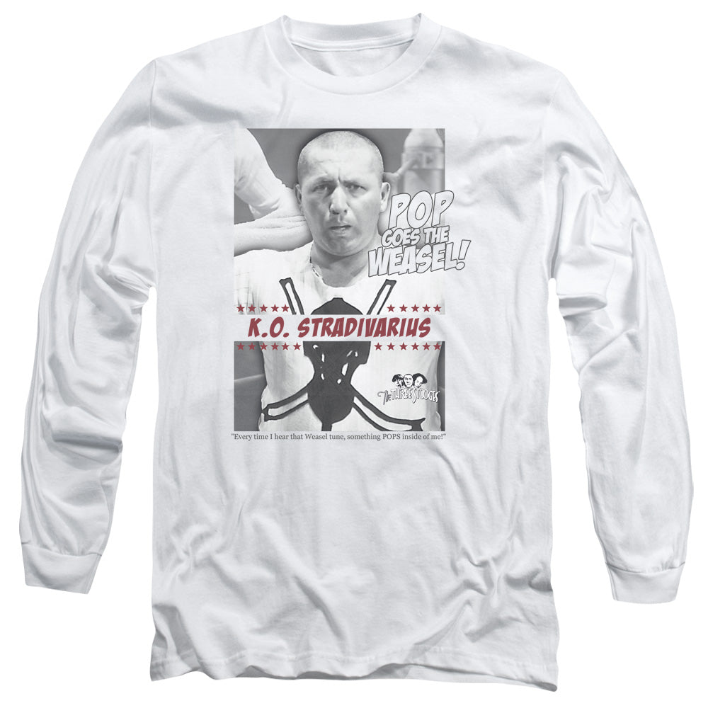 Three Stooges Weasel Mens Long Sleeve Shirt White Officially Licensed