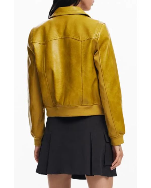 Olympo S01 Yellow Leather Bomber Jacket