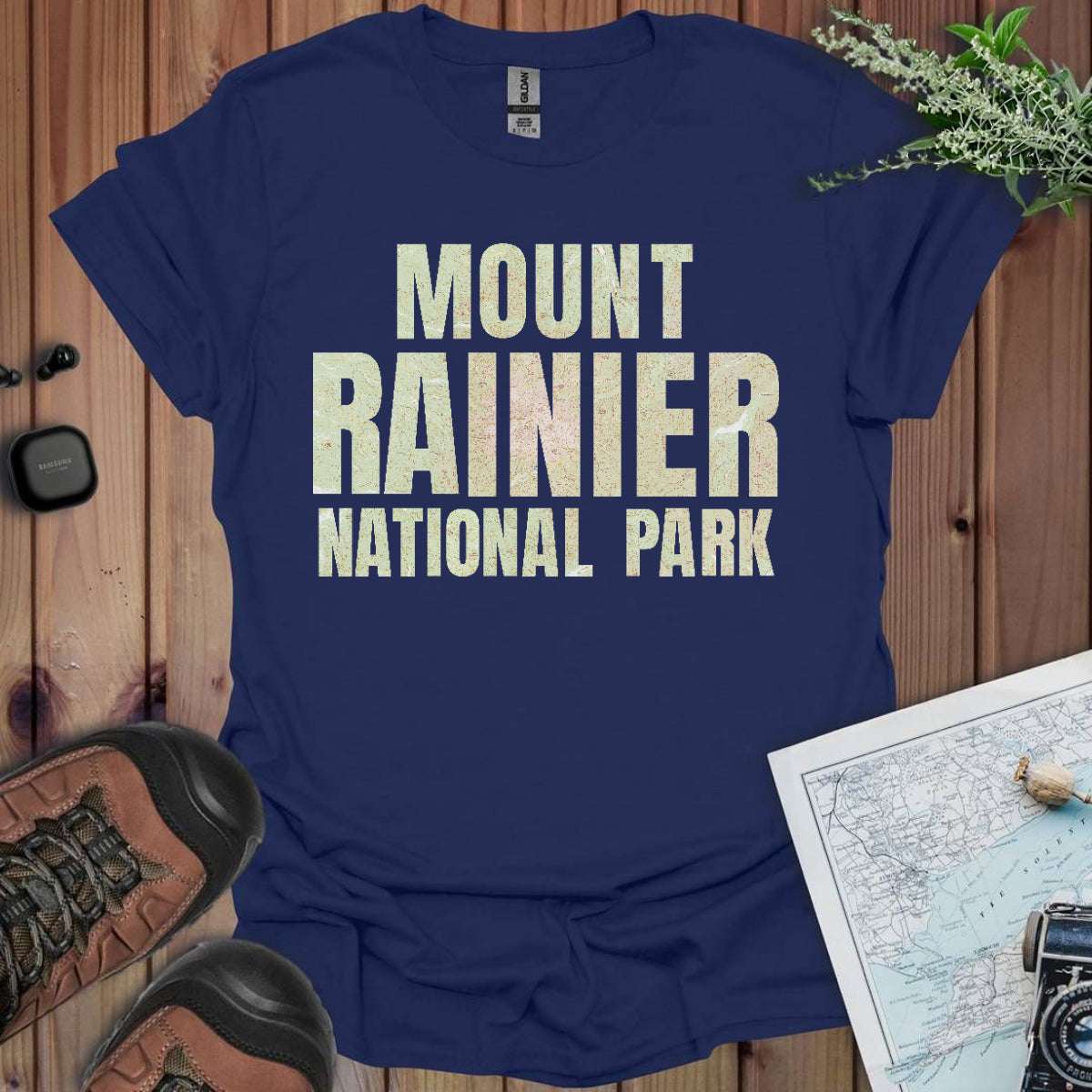 Mount Rainier Topographic Map National Park Unisex Fit Soft T-Shirt
