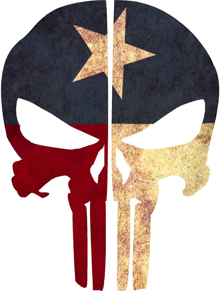 TEXAS FLAG PUNISHER SKULL REAR HELMET REFLECTIVE HELMET DECAL