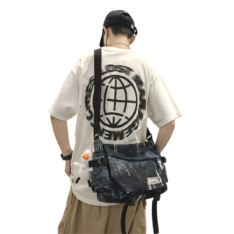 Text Pattern Messenger Bag