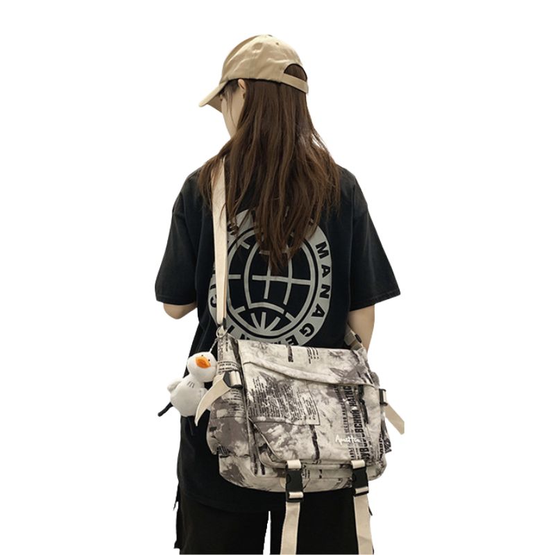 Text Pattern Messenger Bag