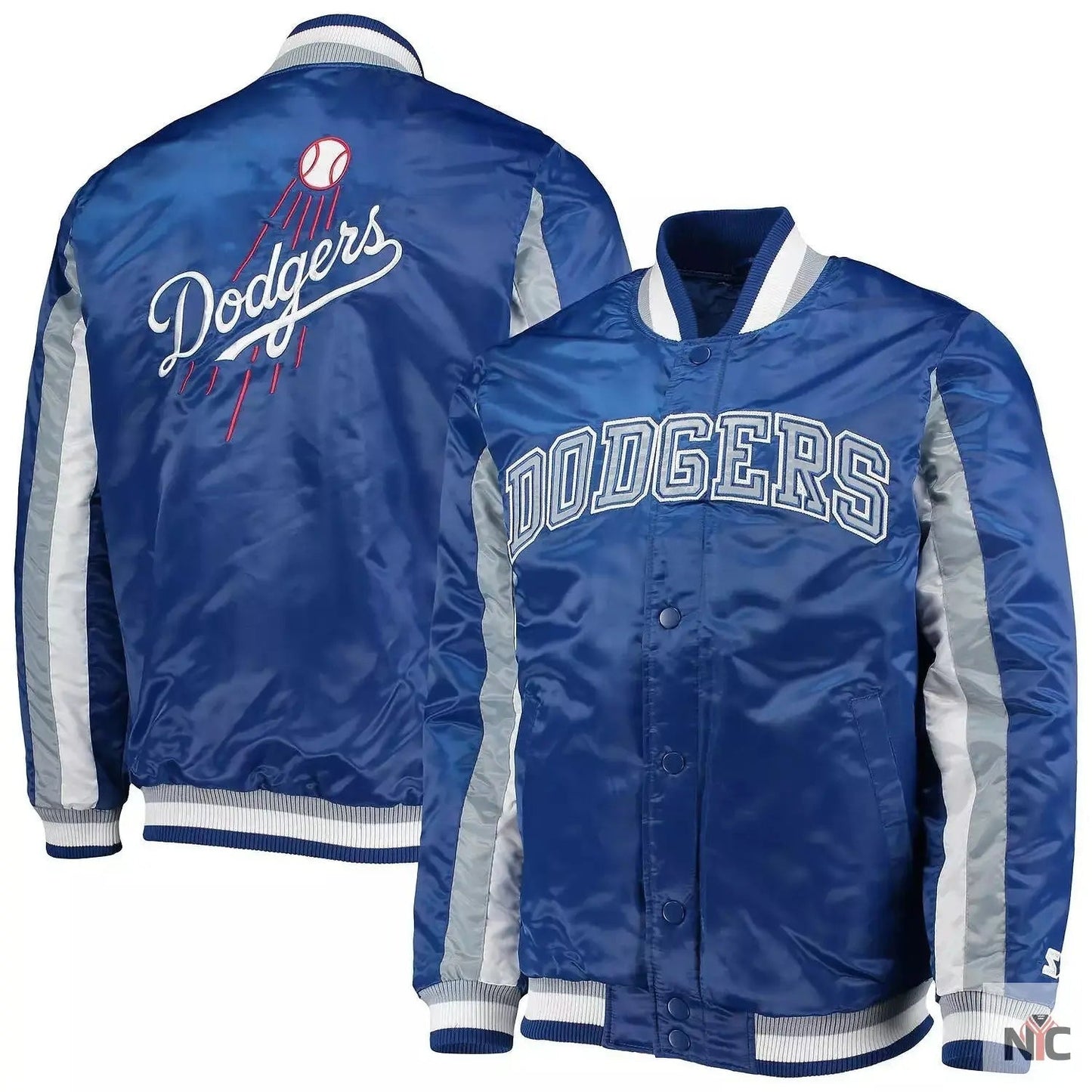 The Ace Dodgers Royal Blue Satin Varsity Jacket