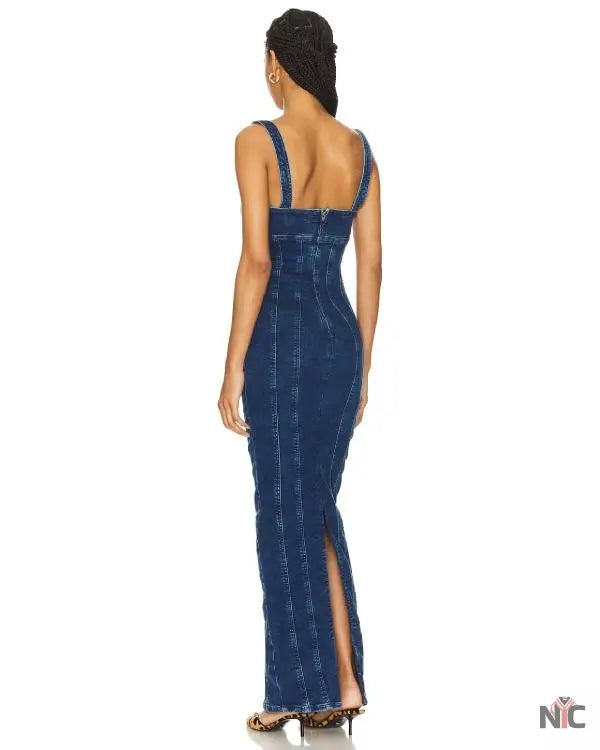 The McBee Dynasty Calah Jackson Blue Denim Maxi Dress