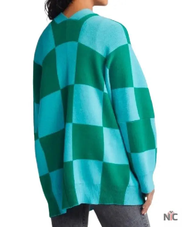 The Today Show Julee Wilson Blue and Green Check Cardigan