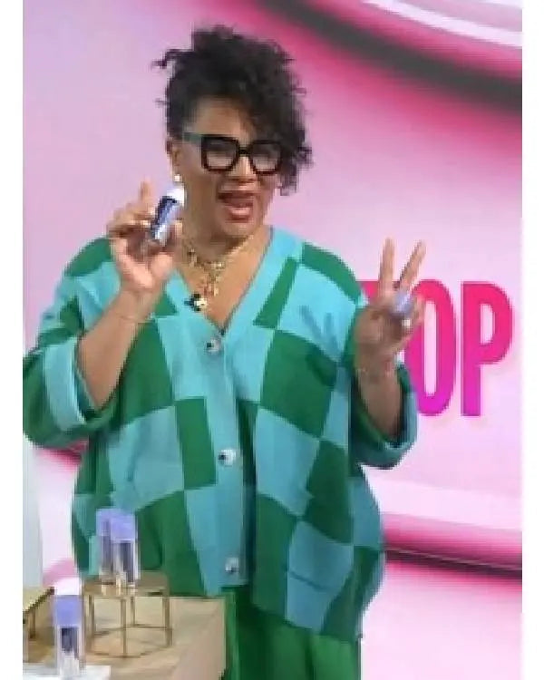 The Today Show Julee Wilson Blue and Green Check Cardigan