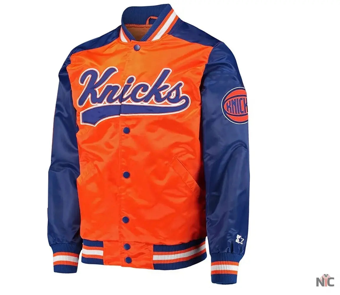 The Tradition II Team NY Knicks Orange & Blue Satin Jacket