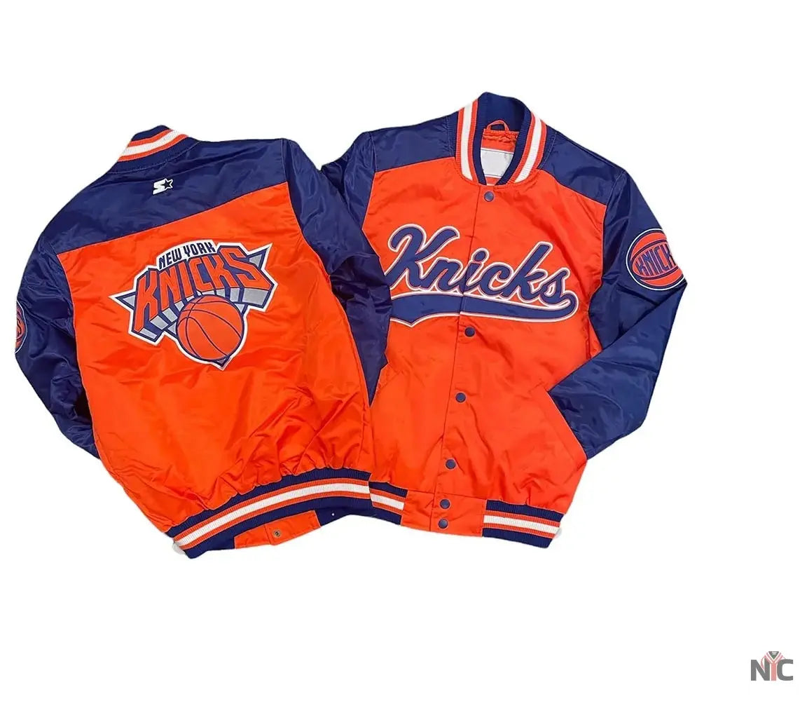 The Tradition II Team NY Knicks Orange & Blue Satin Jacket