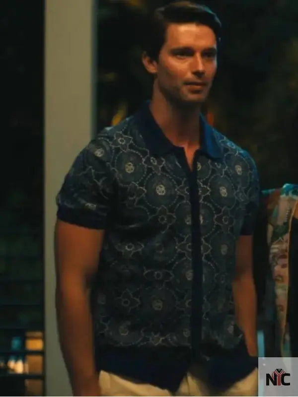 The White Lotus S03 Patrick Schwarzenegger Medallion Print Shirt