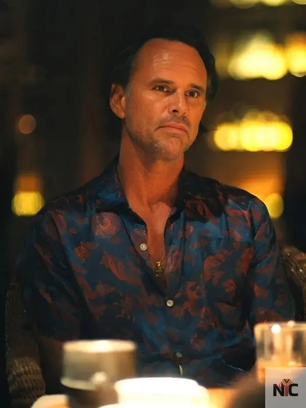 The White Lotus S3 Walton Goggins Blue Printed Shirt