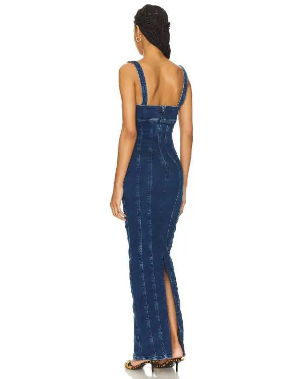 The McBee Dynasty Calah Jackson Blue Denim Maxi Dress