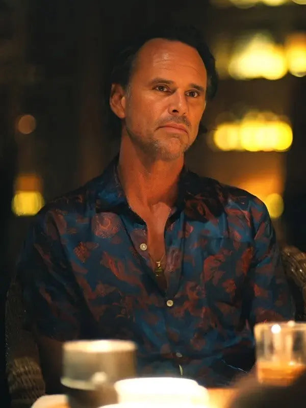 The White Lotus S3 Walton Goggins Blue Printed Shirt