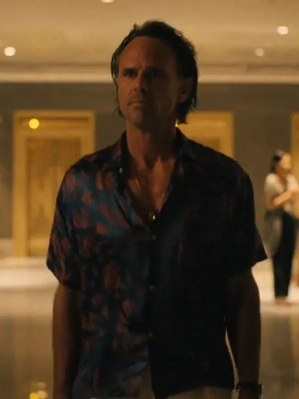 The White Lotus S3 Walton Goggins Blue Printed Shirt