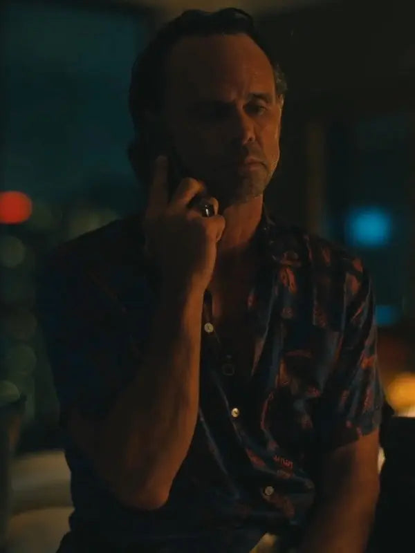 The White Lotus S3 Walton Goggins Blue Printed Shirt