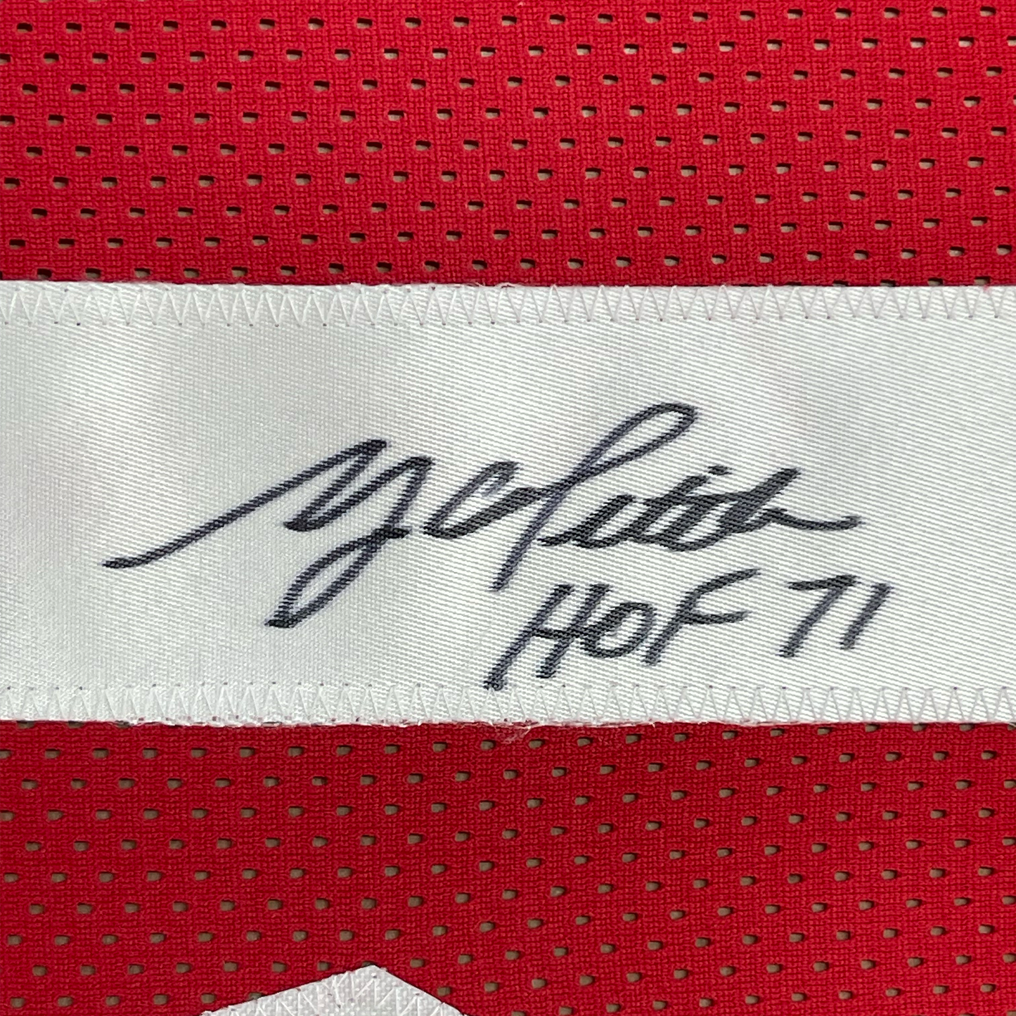 Framed Autographed/Signed YA Y.A. Tittle HOF 71 35x39 San Francisco Red Football Jersey JSA COA