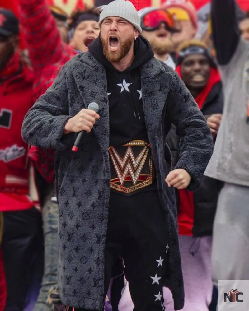 Travis Kelce Louis Vuitton Grey Coat