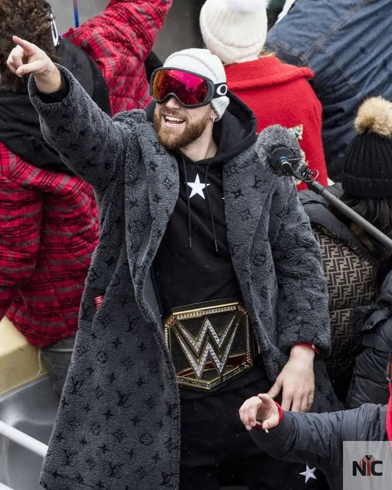 Travis Kelce Louis Vuitton Grey Coat
