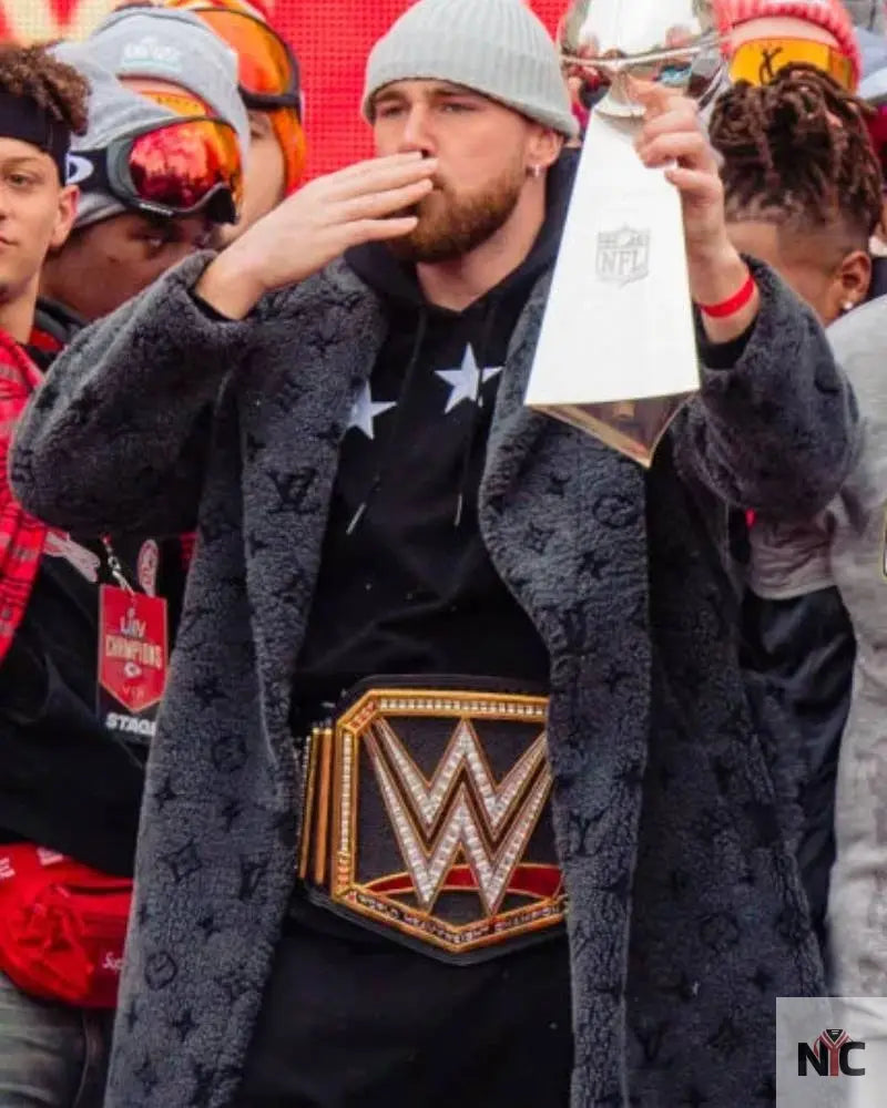 Travis Kelce Louis Vuitton Grey Coat