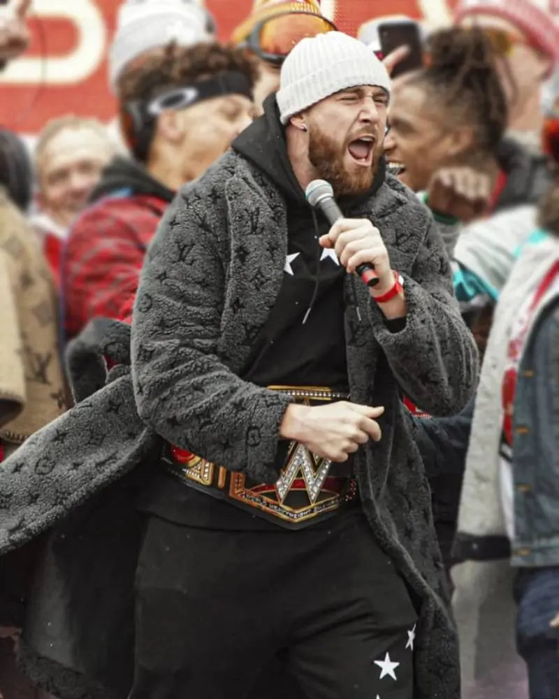 Travis Kelce Louis Vuitton Grey Coat