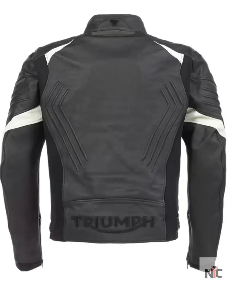 Triumph Triple Black Leather Motorcycle Jacket