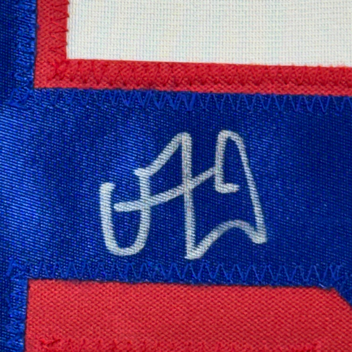 Framed Autographed/Signed Vincent Trocheck 35x39 New York White Hockey Jersey JSA COA