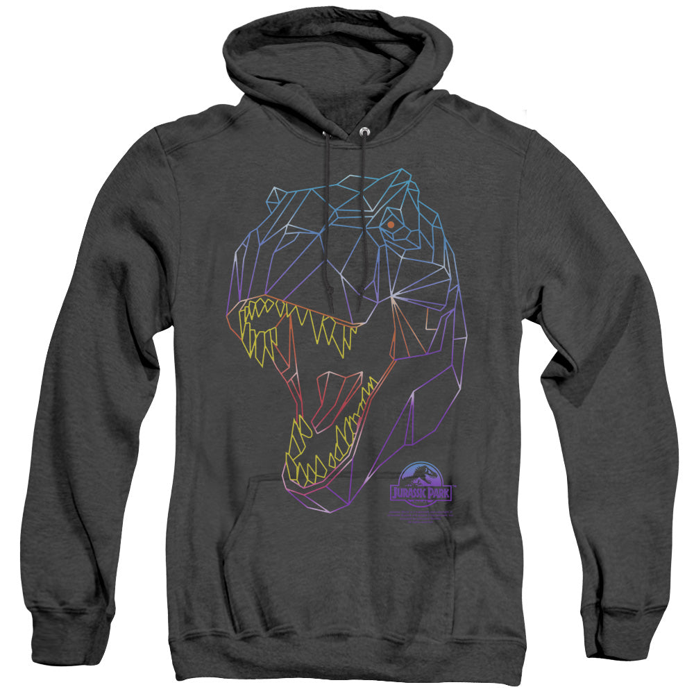 Jurassic Park Neon T Rex Mens Heather Hoodie Black Officially Licensed