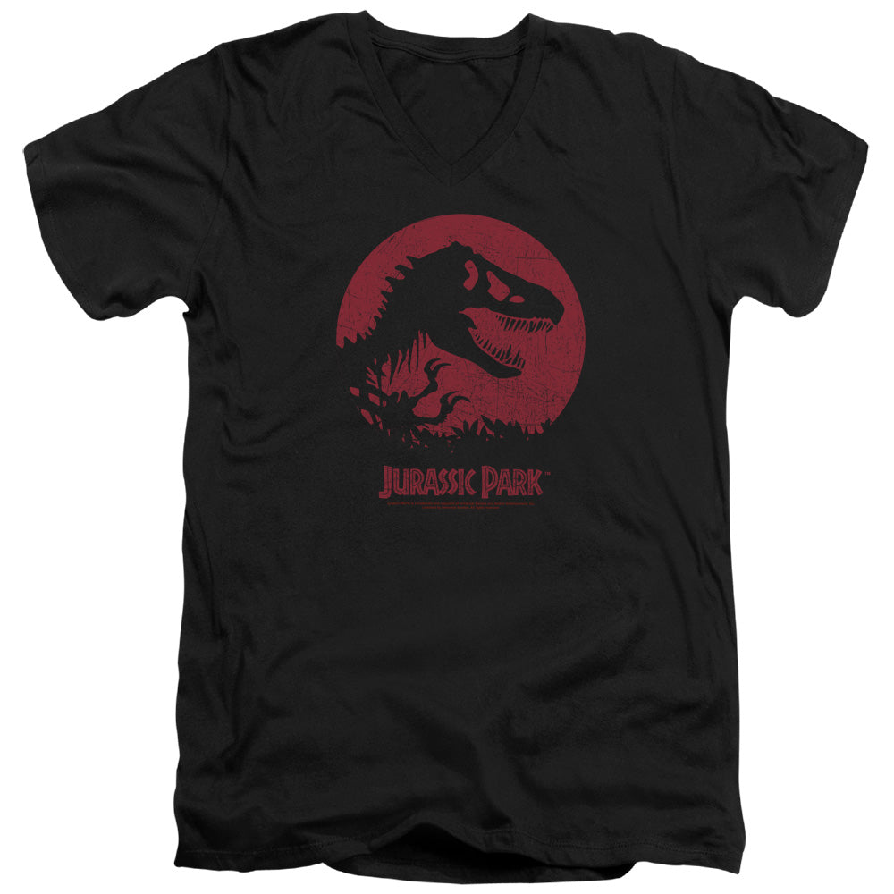 Jurassic Park T-Rex Sphere Mens Slim Fit V-Neck T Shirt Black